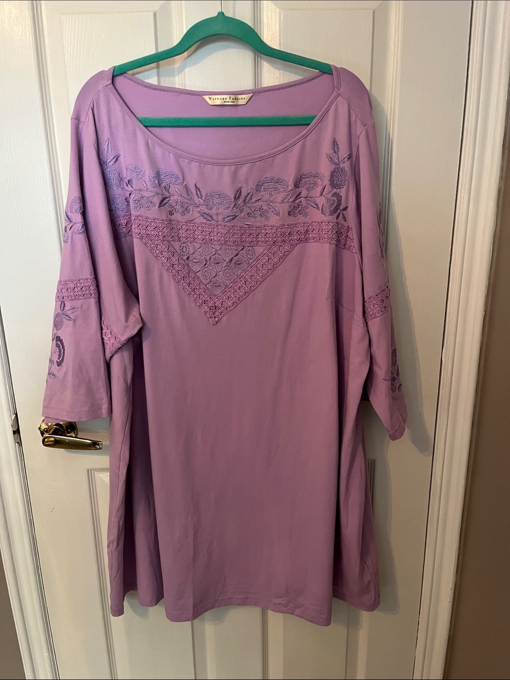 eshakti Lavender Embroidered Tunic Top